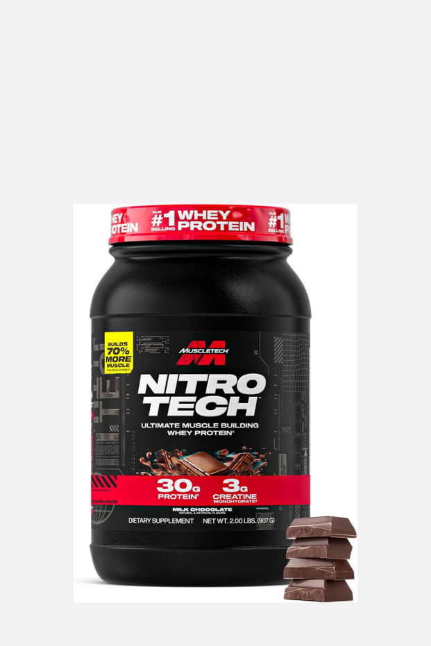 Muscletech NitroTech Whey Protein - 30gm Protein, 3gm Creatine & 6.8gm BCAAs, Chocolate Flavor Flavor, 4.00 lbs