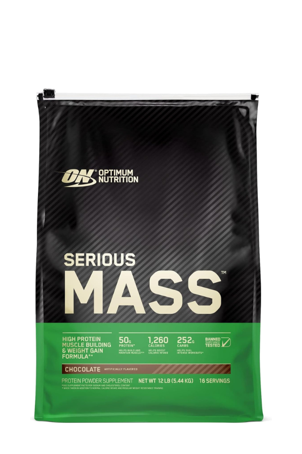 Optimum Nutrition (ON) Serious Mass: High Protein Muscle Building & Weight Gainer Powder, 50 Grams of Protein, Immune Support - Chocolate, 12 Lbs (5.44 KG) pack may vary