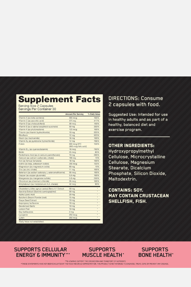 Optimum Nutrition (ON) Opti-Women, Vitamin C, Zinc and D for Immune Support Women's Daily Multivitamin Supplement- 120 Capsules