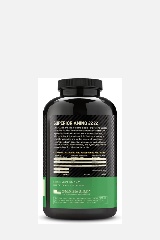 Optimum Nutrition (ON) Superior Amino 2222 Tablets, Complete Essential Amino Acids, EAAs to Maintain Muscle Tissue - 160 Tablets