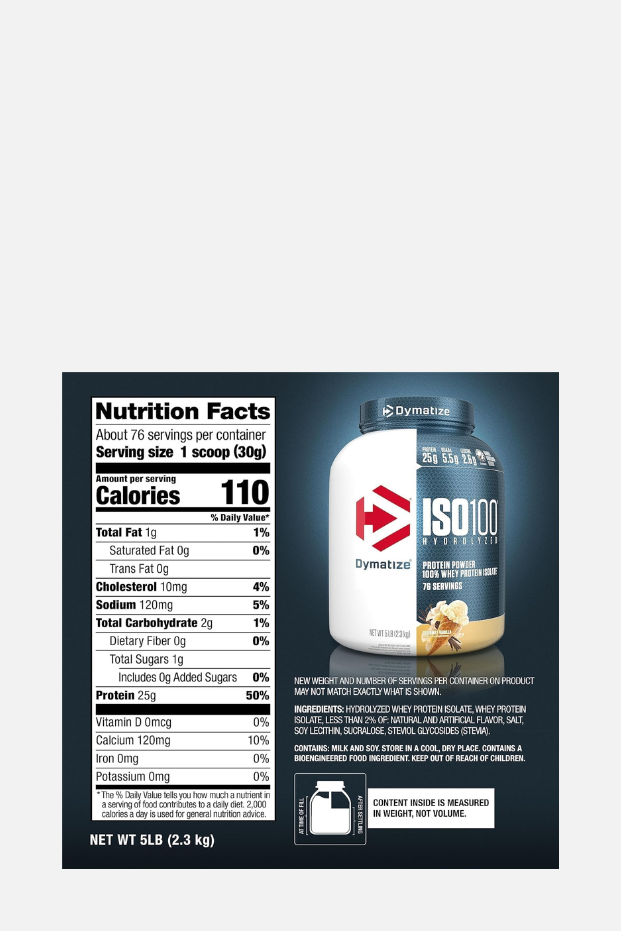 Dymatize ISO 100 0 Carb Whey Gourmet Vanilla, 5 lb