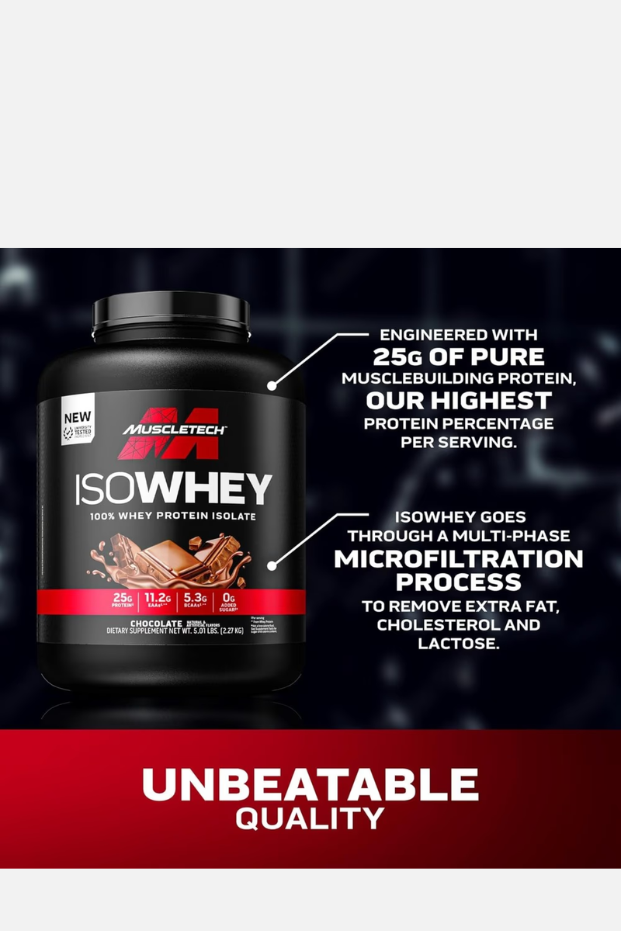 MuscleTech IsoWhey 100% Whey Protein Isolate Chocolate flavor 5lb