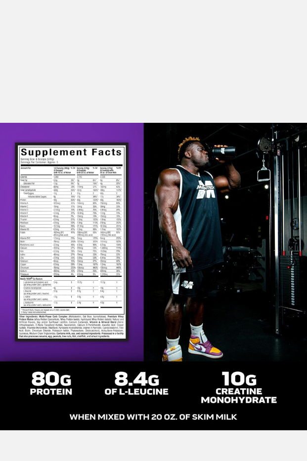 MuscleTech Mass Tech Extreme 2000 Ultimate 100% Muscle Builder Whey Protein Mass Gainer with 80 grams Protein, 10 grams Creatine & 20 grams Vitamins & Minerals for Men & Women, Vanilla Flavor 6.00 lbs