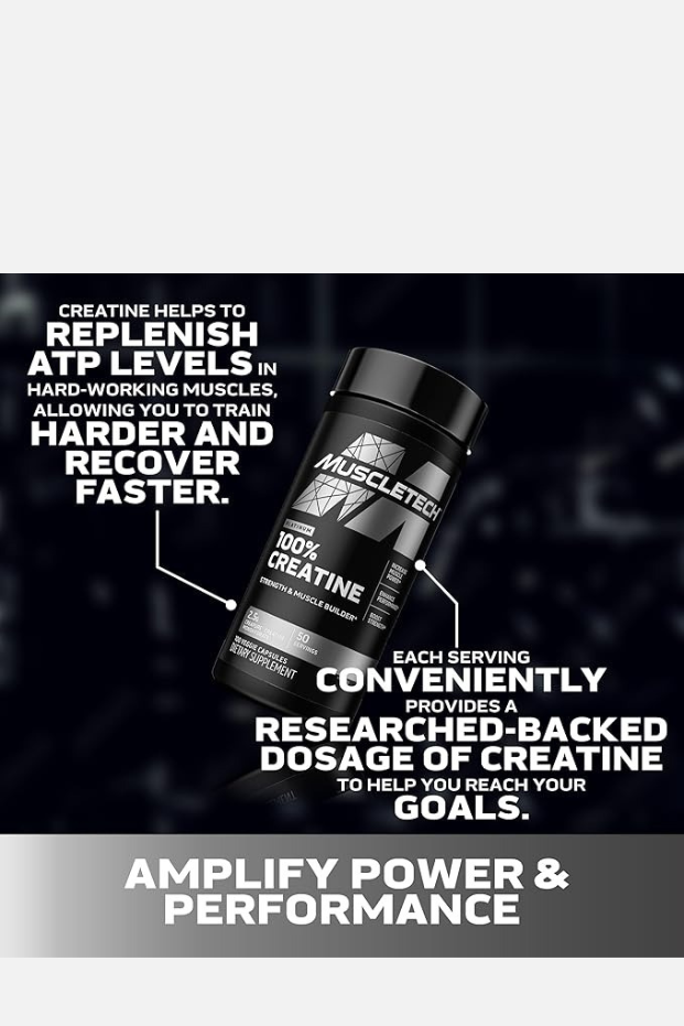 MuscleTech Creatine Monohydrate Pills Platinum 100% Pure Formula Muscle Builder & Recovery Support for Men & Women, 100 Count