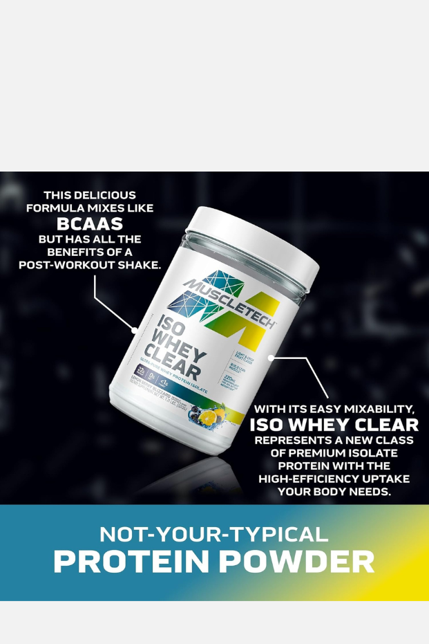 Muscletech ISO Whey Clear Ultra-Pure Protein Isolate Powderlth - 22g Protein,  1.10 lbs