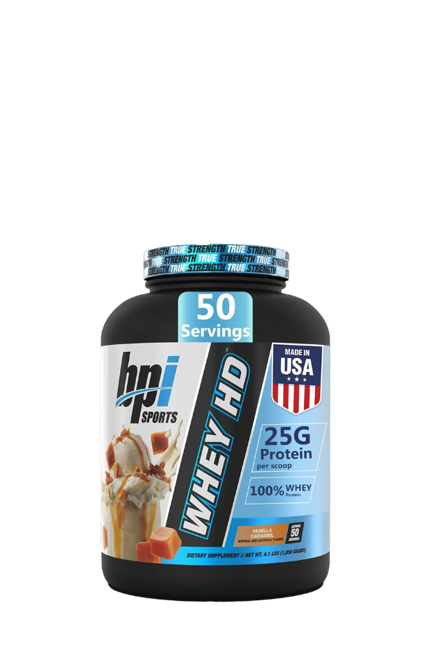 BPI Sports Whey HD Ultra Premium Protein Powder, Vanilla Caramel, 4.1 Pound