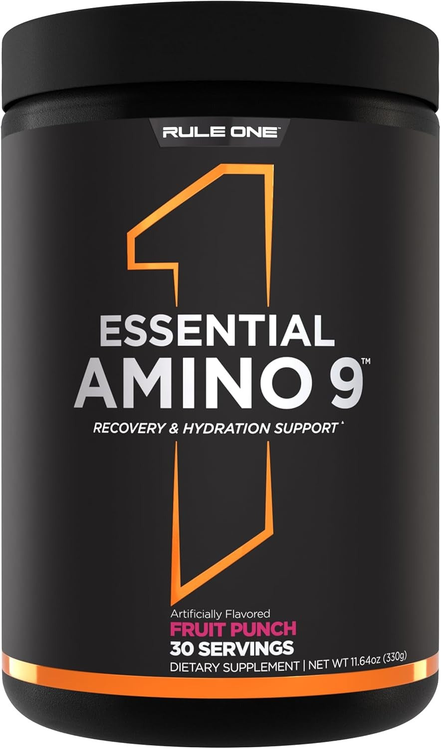 Rule1 1 Essential Amino 9 | Fruit Punch | Supports Muscle Recovery and Electrolytes for Hydration | Dietary Supplement | 30 Servings