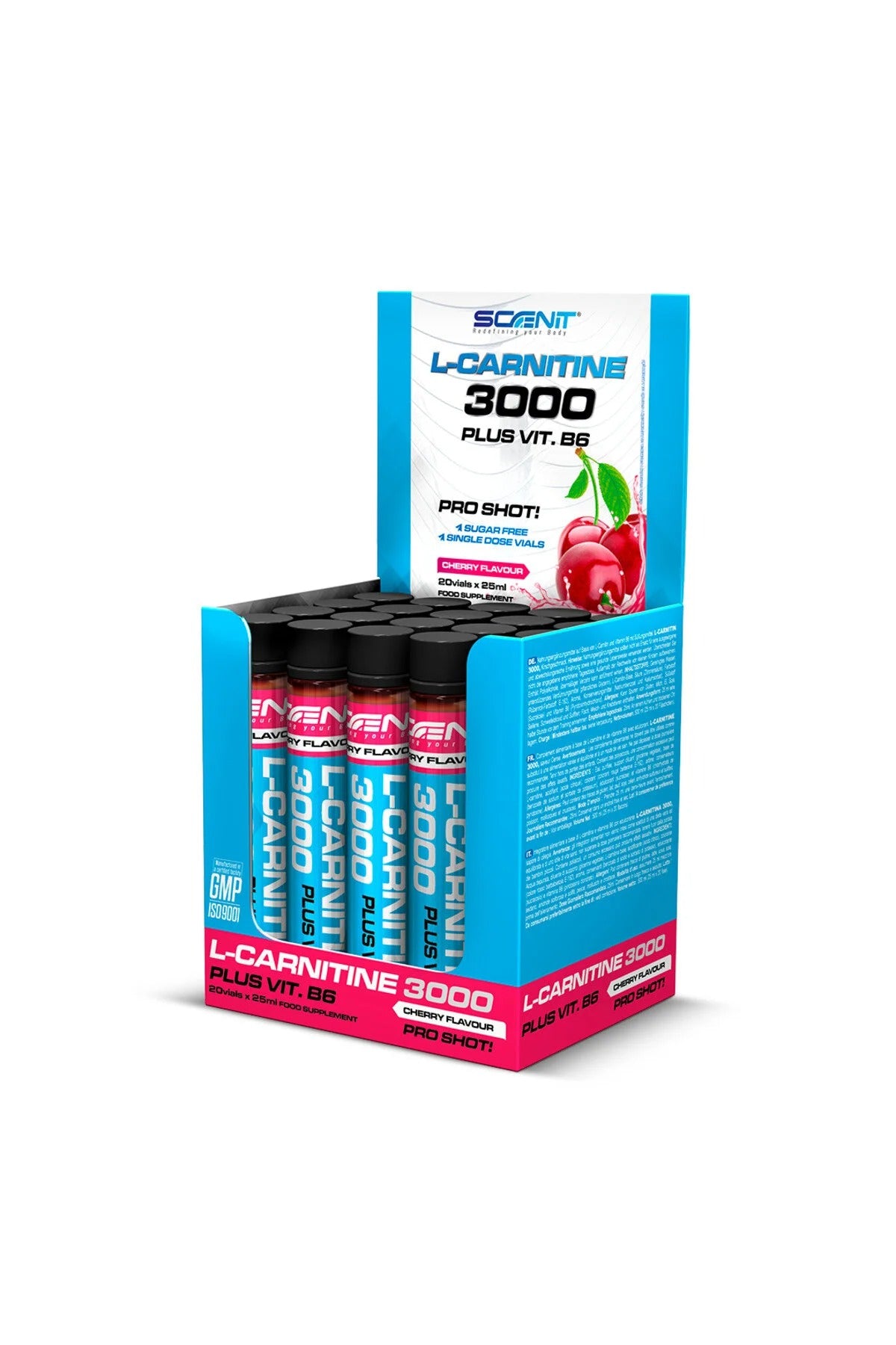 SCENIT NUTRITION L-Carnitine 3000 + Vitamin B6 - 20 shots x 25 ml - incredible CHERRY flavors