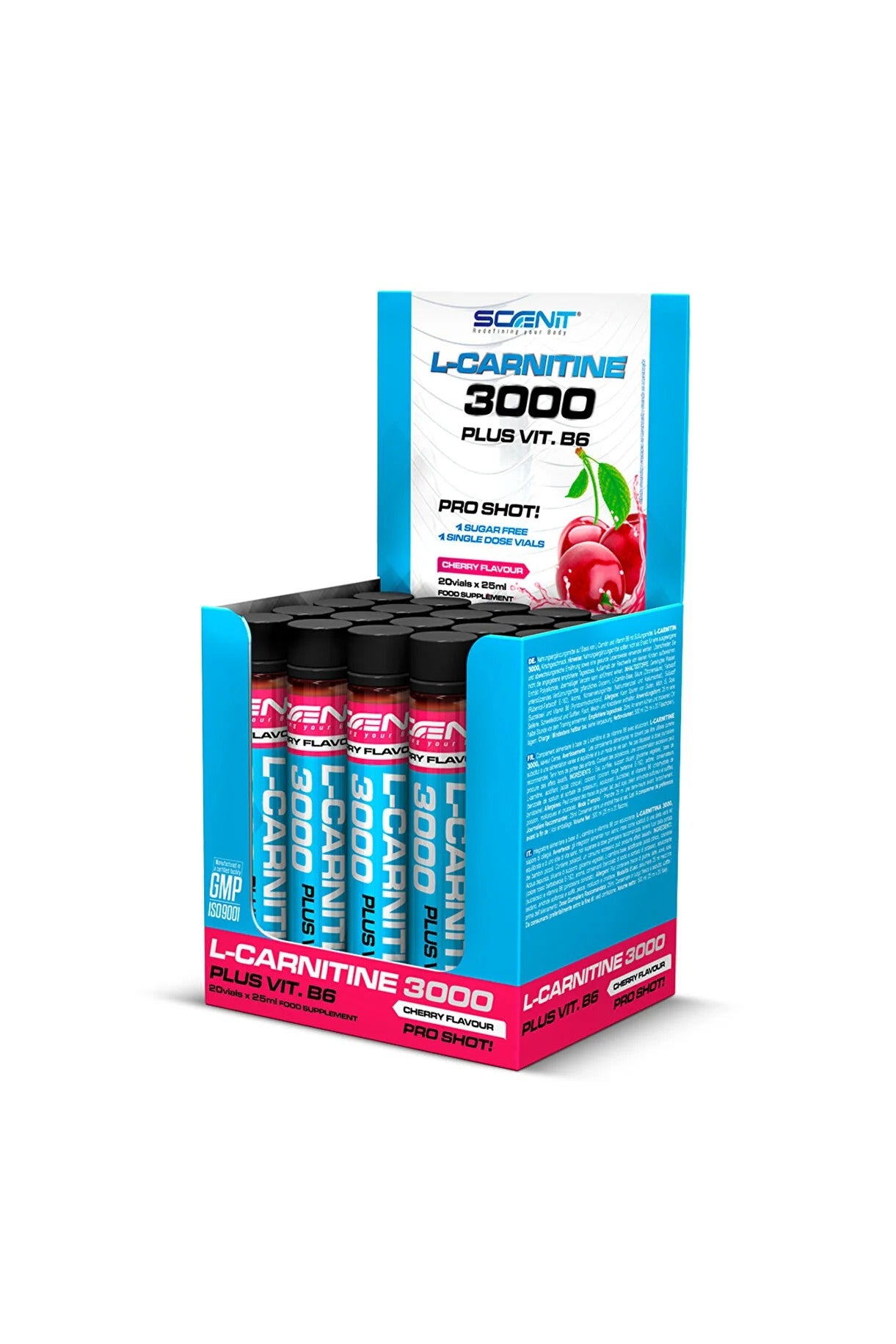 SCENIT NUTRITION L-Carnitine 3000 + Vitamin B6 - 20 shots x 25 ml - incredible CHERRY flavors